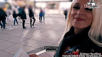 A German Mature Woman Flirts On A Public Street In Berlin, Leading To A Casting For Erocom